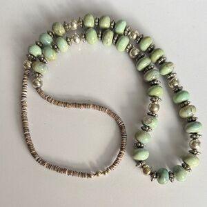 Boho /Hippie Unique Amazonite and Heishi Bead with Silver Accent beads Necklace